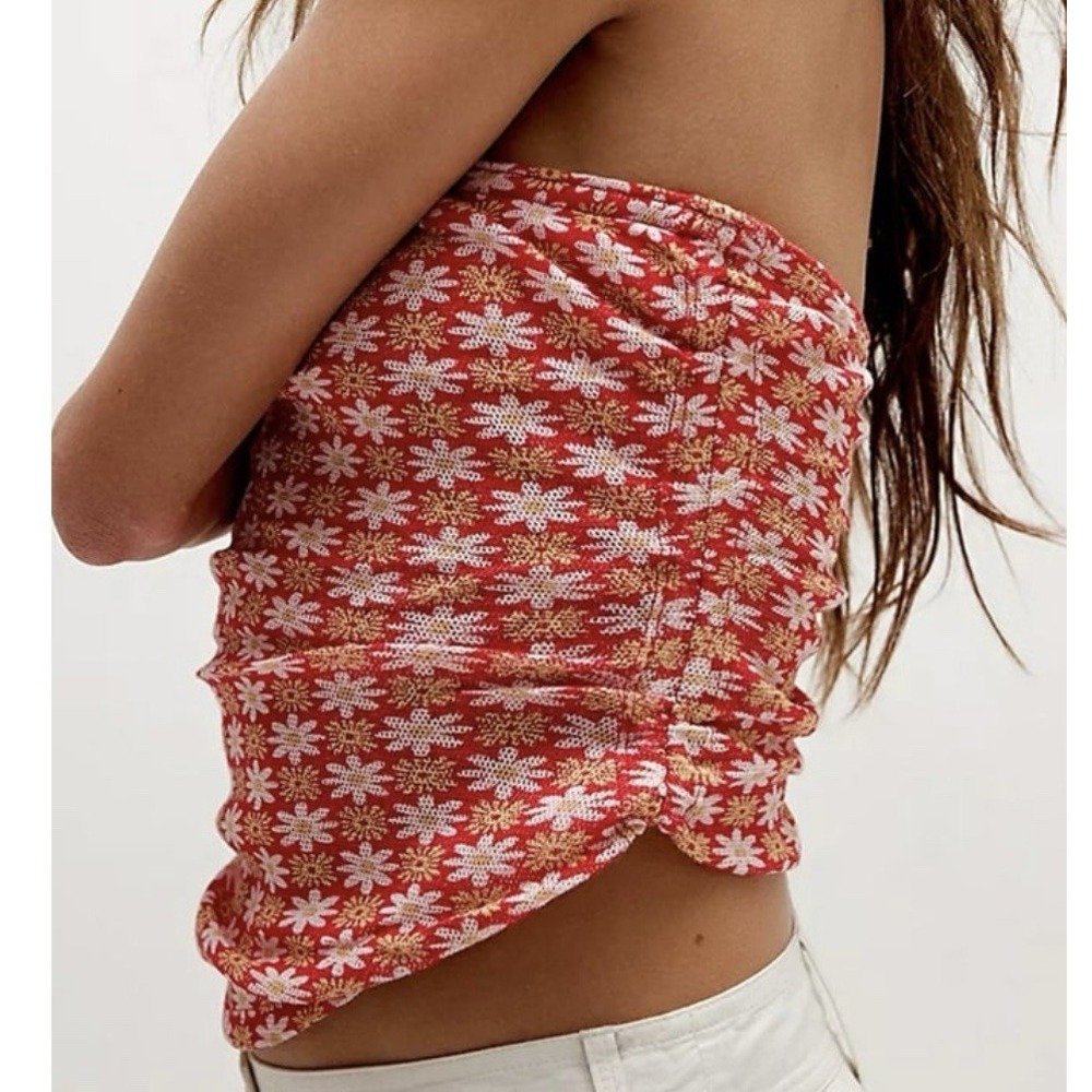 Free People Boulevard Red Printed Tube‎ Top XS